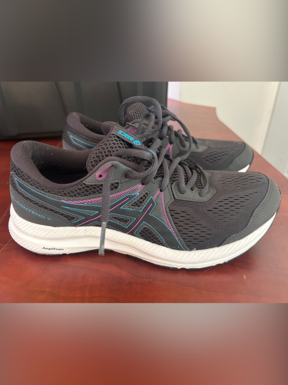 ASICS Gel Contend 7Gray Mesh Women's Athletic Shoes with Pupleish & Teal Accents